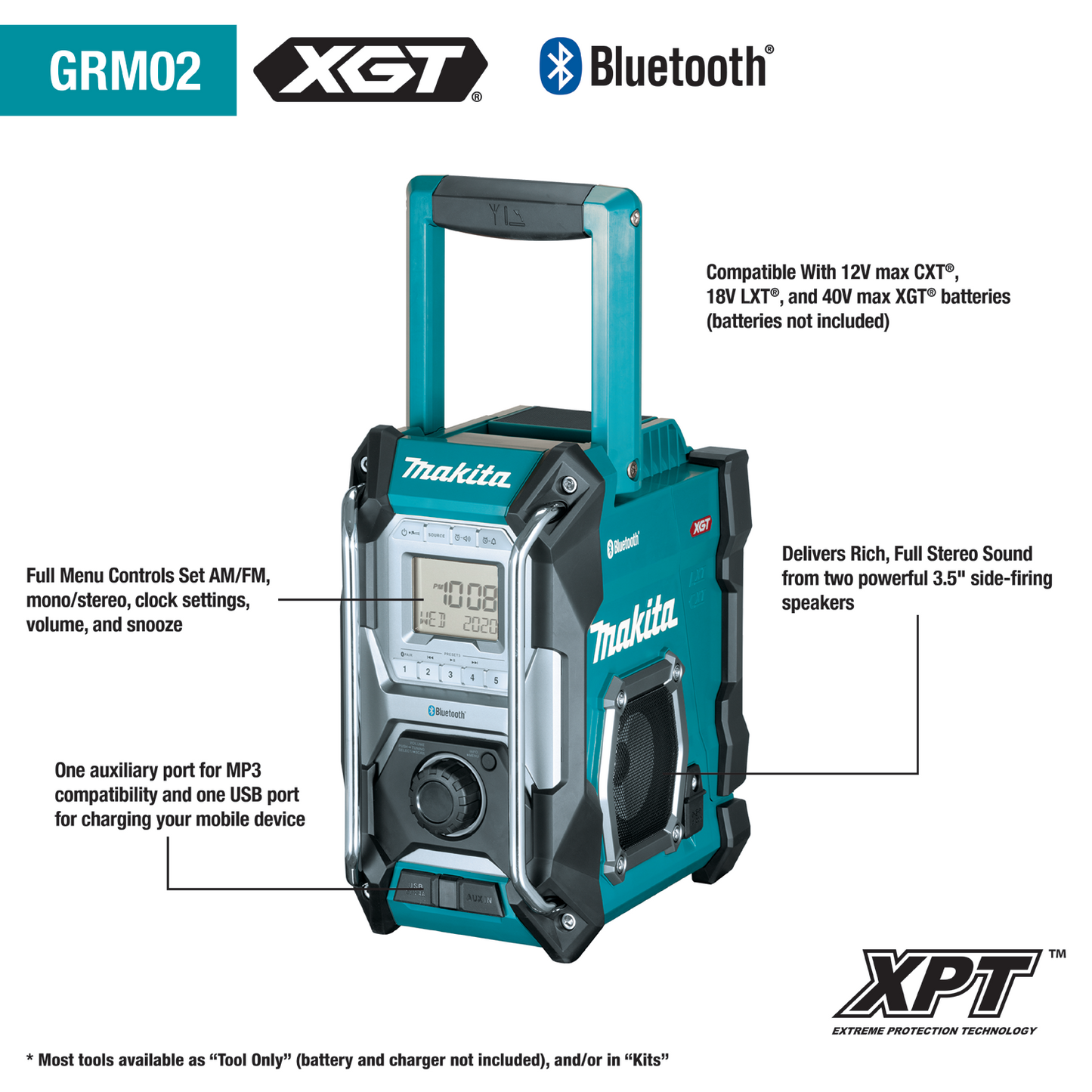 40V max XGT® Cordless/Corded Bluetooth® Job Site Radio, Tool Only [GRM02]